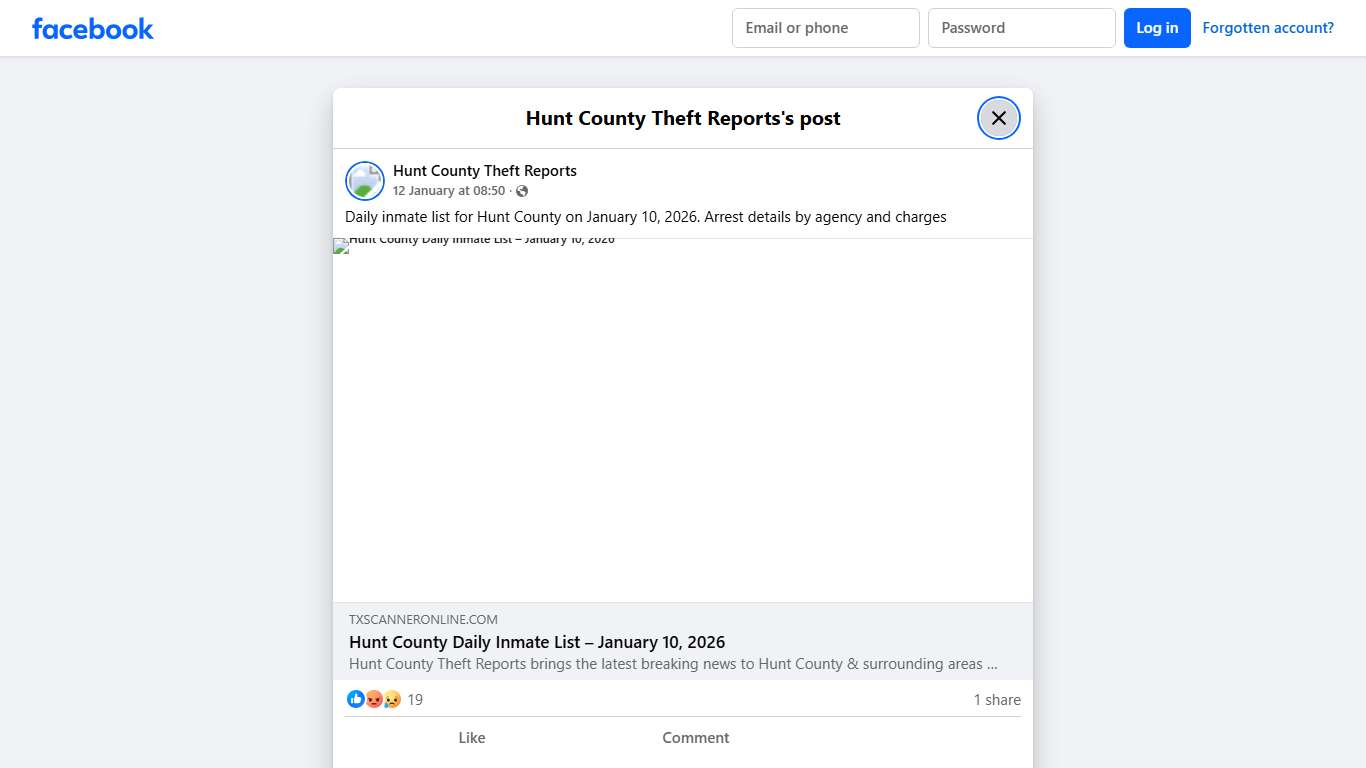 Daily inmate list for Hunt... - Hunt County Theft Reports | Facebook