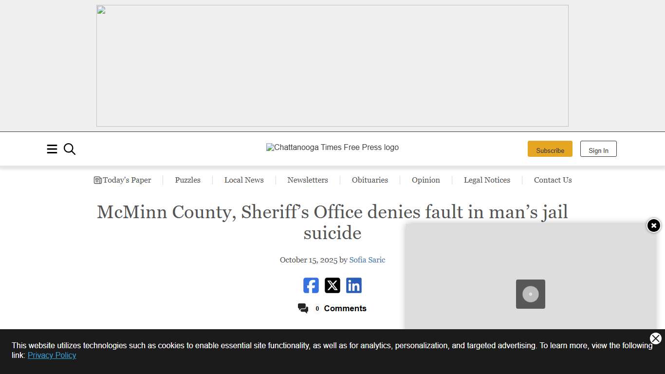McMinn County, Sheriff’s Office denies fault in man’s jail suicide | Chattanooga Times Free Press